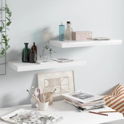 Wandschappen zwevend 2 st 60x23,5x3,8 cm MDF hoogglans wit
