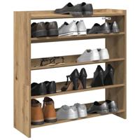 Schoenenrek 80x25x81 cm bewerkt hout artisanaal eikenkleur Schoenenrek 80x25x81 cm bewerkt hout artisanaal eikenkleur