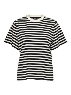 Only Onllivina S/s Stripe Tee Jrs Noos T-shirt Korte Mouw Cloud Dancer Black Stripes