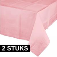 Party/verjaardag Tafelkleed - 2x - roze - 274 x 137 cm - tafellaken van papier Party/verjaardag Tafelkleed - 2x - roze - 274 x 137 cm - tafellaken van papier