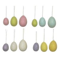 12x Gekleurde glitter plastic/kunststof eieren/Paaseieren 4-6 cm - Feestdecoratievoorwerp