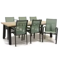 Tuinstoel Delia amandel hoge rug met Derby 240 cm teaktafel