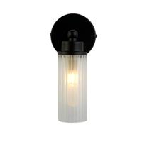 Searchlight Zwarte wandlampImperial met geribbeld glas - 29981BK