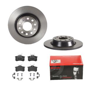 Remmenset, remschijf BREMBO, Remschijftype: Massief, Inbouwplaats: Achteras: , u.a. für VW, Audi, Skoda, Seat