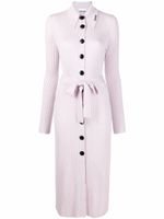 GANNI robe nervurée en laine mérinos à boutonnière - Violet