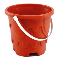 Zandkasteel emmer/strandemmer - rood - 18 x 16 cm - speelgoed - Zandvormpjes - plastic