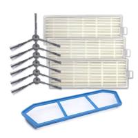XI222 3 paar K614 side brushes + I205 Initial effect filter + 3 stuks I207 filter set voor ILIFE A4/A4S/A6