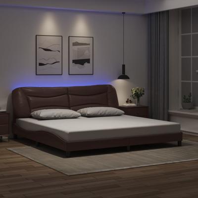 Bedframe met LED-verlichting kunstleer bruin 200x200 cm