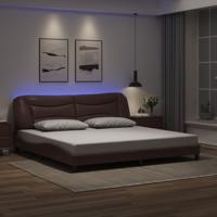 Bedframe met LED-verlichting kunstleer bruin 200x200 cm