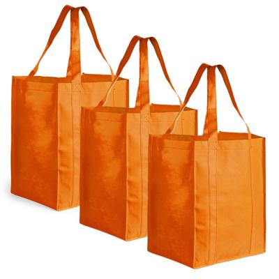 Boodschappen tas/shopper BIGGY - 3x stuks - oranje - 38 x 33 x 25 cm - Stevige boodschappentassen/sh