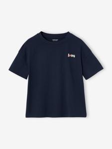 Effen Basics meisjesshirt met korte mouwen marineblauw