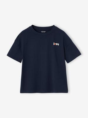Effen Basics meisjesshirt met korte mouwen marineblauw