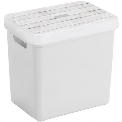 Opbergbox/mand wit 25 liter kunststof met deksel