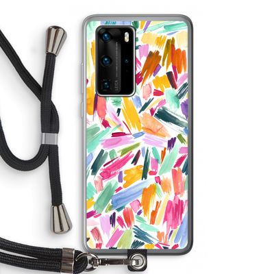 Watercolor Brushstrokes: Huawei P40 Pro Transparant Hoesje met koord