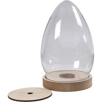 Eivormige stolp met houten voet 19 cm   - - thumbnail