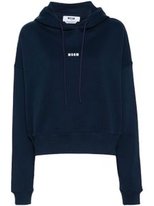 MSGM hoodie crop à logo imprimé - Bleu