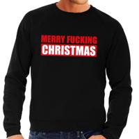 Foute kersttrui - sweater - Merry Fucking Christmas - zwart - voor heren - Kersttruien - kleding