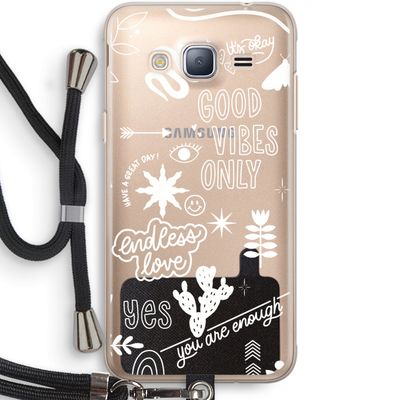 Good vibes: Samsung Galaxy J3 (2016) Transparant Hoesje met koord