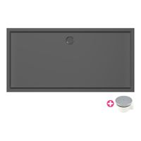 Douchebak Xenz Mariana | 180x90x4 cm | Incl.Afvoersifon-Chroom | Acryl | Rechthoekig | Zwart mat