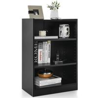 Boekenkast Staand Rek met 3 Vakken Multifunctioneel Opbergrek met Verstelbare Planken en Anti-kantelbeveiliging 30 x 50 x 75 cm Zwart