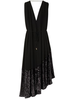 AZ FACTORY robe longue plissée à sequins - Noir
