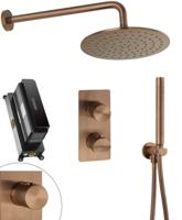 Ben Engraved Line Slim inbouw regendoucheset Ø25cm met muuraansluiting geborsteld koper pvd