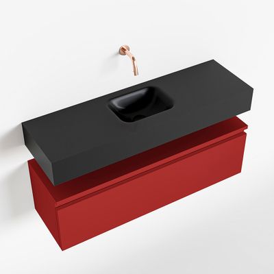 Toiletmeubel Mondiaz Andor | 100 cm | Meubelkleur Fire | Lex vrijhangend wastafel Urban Midden | Zonder kraangat