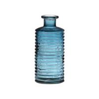 Hakbijl Glass Vaas - blauw - transparant - geribbeld - 14 x 31 cm