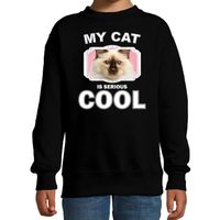 Rag doll katten trui / sweater my cat is serious cool zwart voor kinderen - thumbnail