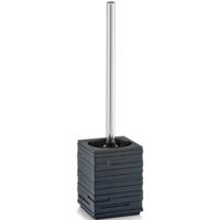 Zeller WC borstel - toiletborstel in houder - kunststeen - zwart - 9 x H38 cm