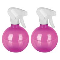 Plantenspuit/waterverstuiver- 2x - wit/roze - 400 ml - kunststof - sprayflacon