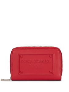 Dolce & Gabbana portefeuille en cuir zippé à logo embossé - Rouge