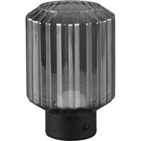 LED Tafellamp - Trion Doli - 1.5W - Warm Wit 3000K - Oplaadbare batterijen - Mat Zwart - Metaal - Rookkleur Glas