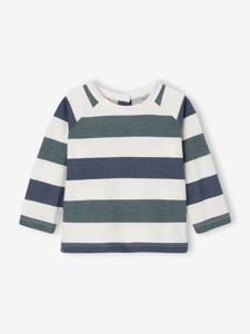 Gestreept t-shirt voor baby's met lange mouwen grijsblauw