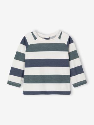 Gestreept t-shirt voor baby's met lange mouwen grijsblauw