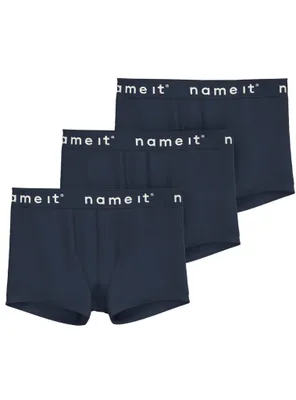 Name it 3-pak jongens boxershorts - Basic - Katoenen jongens onderbroeken - Zwart - Grijs - Donkerblauw
