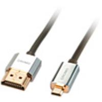 LINDY 41680 HDMI-kabel HDMI Aansluitkabel HDMI-A-stekker, HDMI-micro-D-stekker 0.50 m Grijs 4K UHD, OFC-kabel, Rond, Afgeschermd (dubbel), Extreem dun,