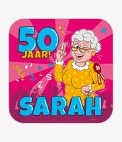 Huldeschild 50 Jaar Sarah Cartoon - thumbnail