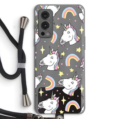 Rainbow Unicorn: OnePlus Nord 2 5G Transparant Hoesje met koord