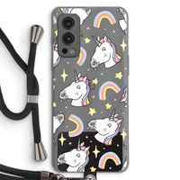 Rainbow Unicorn: OnePlus Nord 2 5G Transparant Hoesje met koord