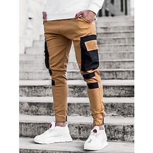 Voor heren Cargohosen Cargo-broek Broek Lapwerk Trekkoord Elastische taille Kleurenblok Buitensporten Alledaagse kleding Streetwear Sportief Slank Zwart Wit Lightinthebox