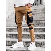 Voor heren Cargohosen Cargo-broek Broek Lapwerk Trekkoord Elastische taille Kleurenblok Buitensporten Alledaagse kleding Katoenmix Streetwear Sportief Slank Zwart Wit Lightinthebox