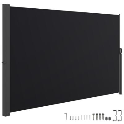 Zwarte Zijluifel 300 X 160 /180CM Oprolbare Zijluifel met Roestbestendig Aluminium Frame Waterdicht Opvouwbaar Windscherm