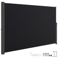 Zwarte Zijluifel 300 X 160 /180CM Oprolbare Zijluifel met Roestbestendig Aluminium Frame Waterdicht Opvouwbaar Windscherm