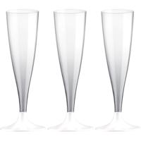 Champagneglazen/flutes - set 50x - kunststof - 140 ml - herbruikbaar - witte voet