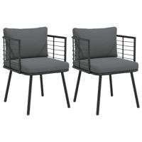 Tuinstoelen 2 st met kussens poly rattan zwart