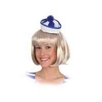 Mini matrozen/zeeman hoedje blauw/wit op haarband - thumbnail