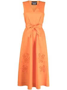 Boutique Moschino robe mi-longue à fleurs brodées - Orange