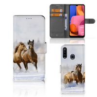 Samsung Galaxy A20s Telefoonhoesje met Pasjes Paarden