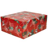 3x rollen inpakpapier/cadeaupapier rood met ringstaartmaki design print 200 x 70 cm